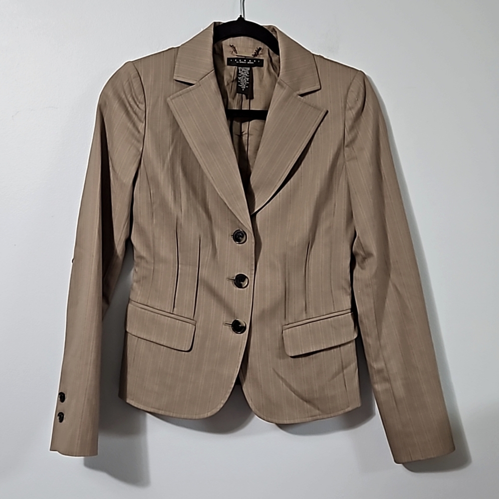 Laundry by Shelli Segal Pin Strip Blazer Size 2 Padded Shoulders #W-891
